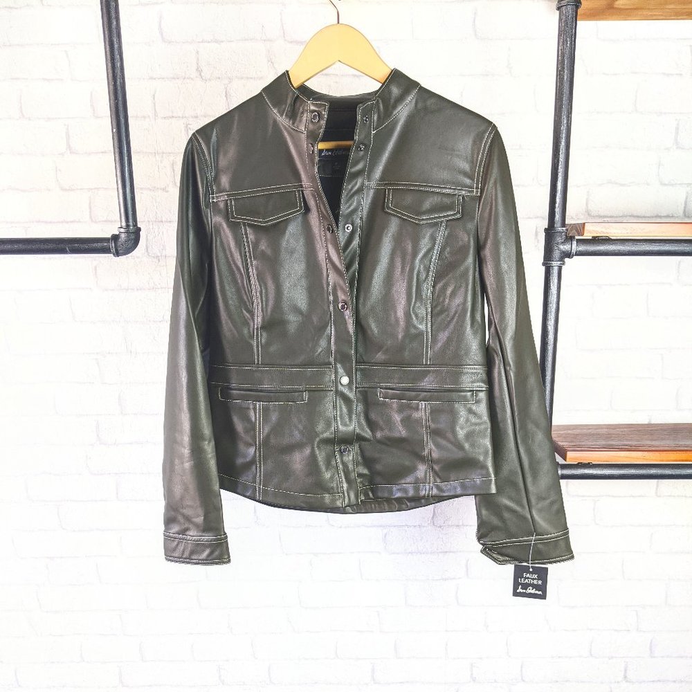 NWT Sam Edelman Faux Leather Jacket | Olive Green